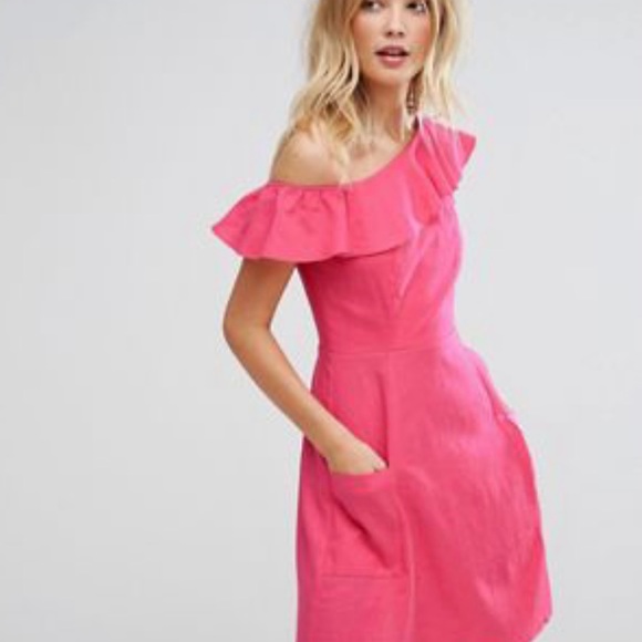 ASOS Tall One shoulder Ruffle Mini Sundress.US 6 - Picture 2 of 7